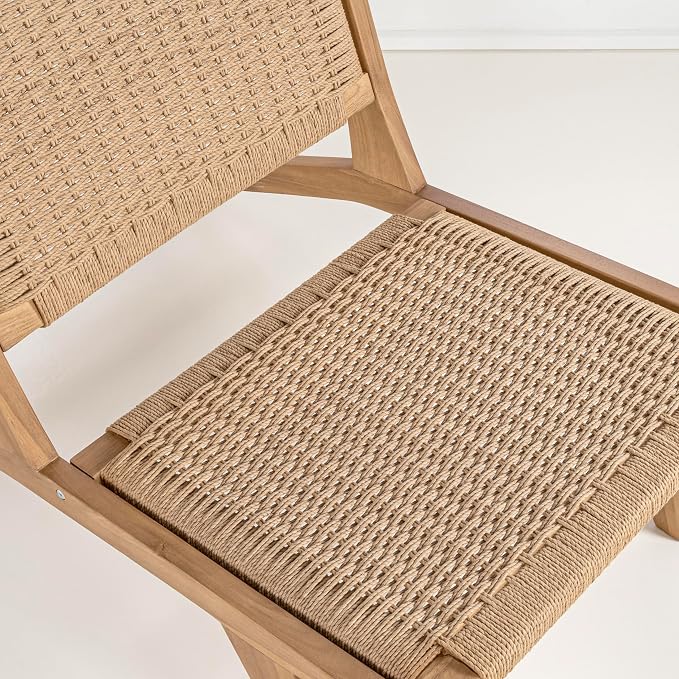 JONATHAN Y Parker 23.6" x 36.2" Solid Teak Wood Woven Yarn Accent Bohemian - Image 6