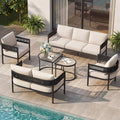 Grand patio 6-Piece Outdoor Furniture Set, 7 Seats Wicker Sofa Conversation Set by GrandPatio