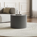SSLine Round Drum Coffee Table Modern Sintered Stone Top Side End Table in Grey by SSLine