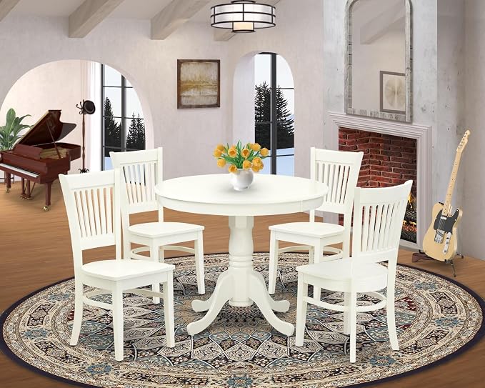East West Furniture ANVA5-LWH-W 5 Piece Kitchen Table Set - Image 2