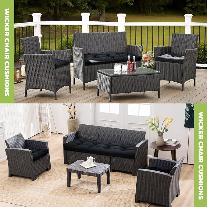 DANGHOOGY Wicker Chair Cushions, Waterproof Outdoor Loveseat Cushions - Image 5