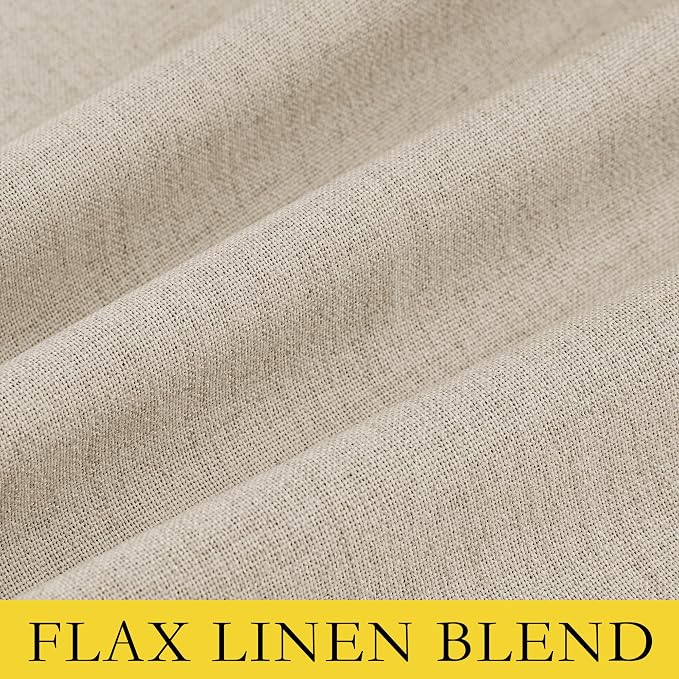 NICETOWN Cream 100% Blackout Linen Curtains 63 inch Long Burg - Image 8