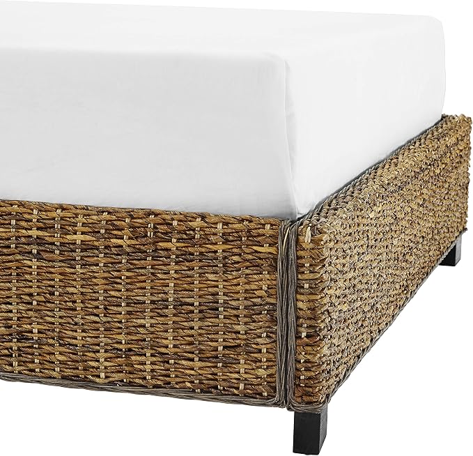 Crosley Furniture Serena Bed, Handwoven Natural Fiber Rattan Headboard and - Image 11