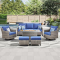 Patio Furniture Set with 42.5" Fire Pit Table-6 Pieces All Weather Wicker by AMCLOBA