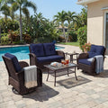 UPHA 5 Pieces Patio Furniture Sets, Wicker Outdoor Loveseat Sofa Set by UPHA