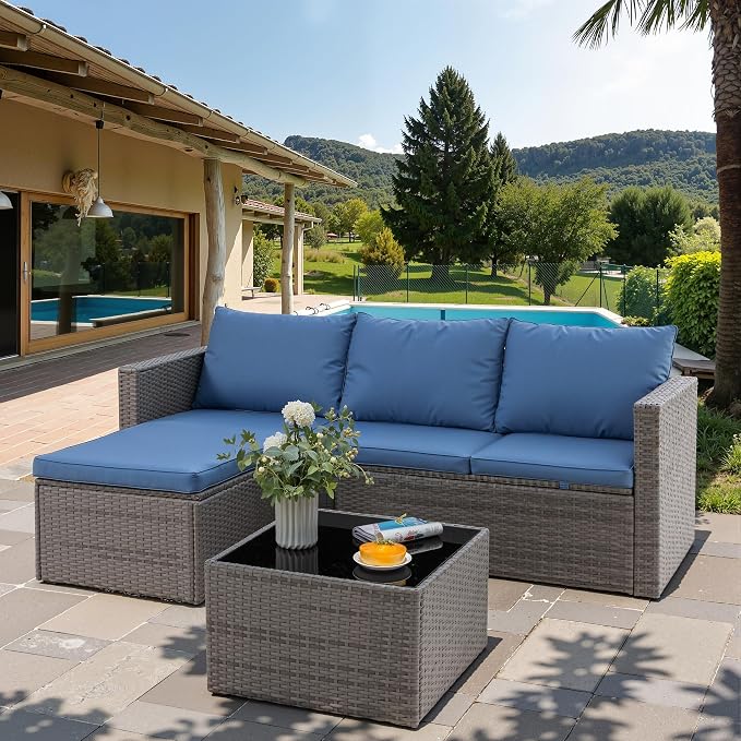 Shintenchi 4 Pieces Patio Furniture Sets, Outdoor Sofa Patio Sectional Sets All - Image 9