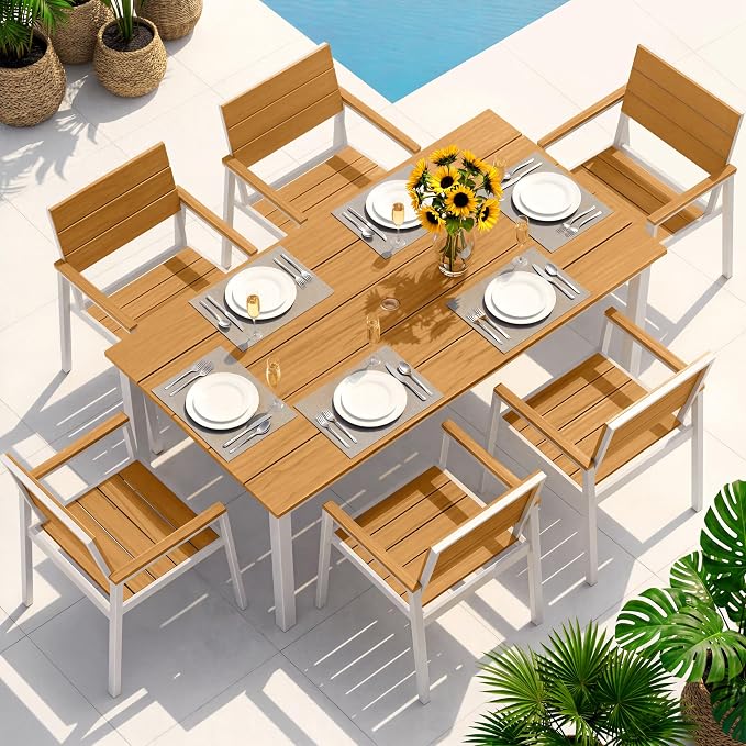 Outdoor Dining Set for 6, Patio Table and Chairs Set - Image 7