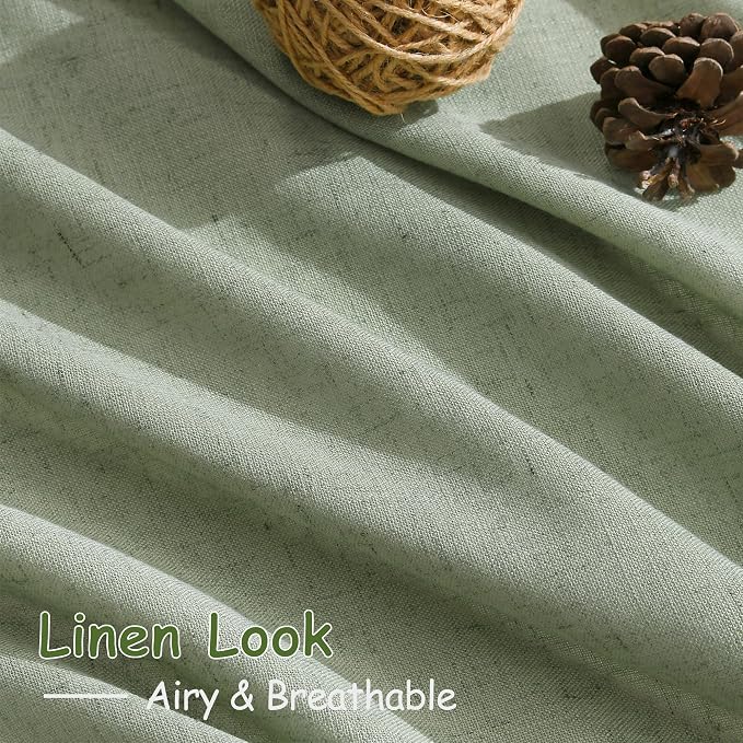 Nanspring Light Sage Linen Curtains 84 Inch Length 2 Panels Set - Image 5