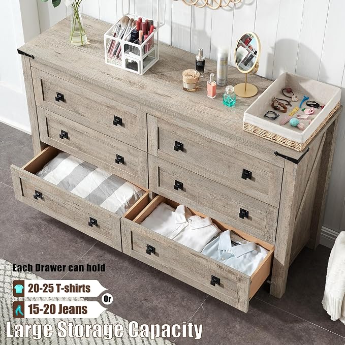 T4TREAM Farmhouse 6 Drawers Dresser - Image 5