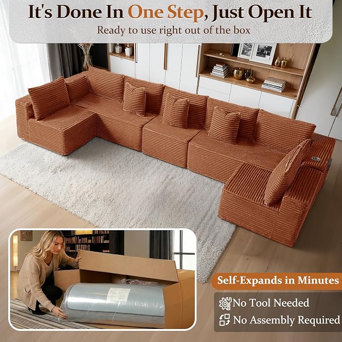168" Cloud Sectional Couch, Comfort U Shaped Sofa - Image 3