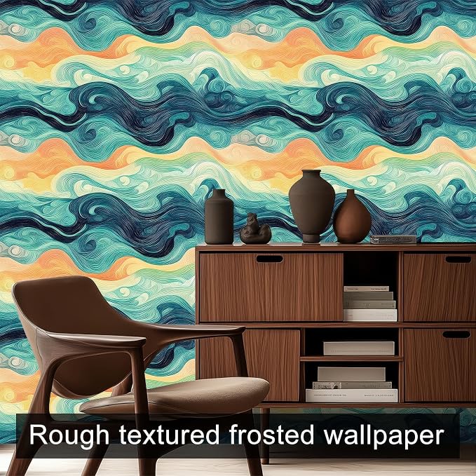 HOMETITUTE Sunset Swirl Landscape Wallpaper Peel and Stick Contact Paper Wall - Image 8