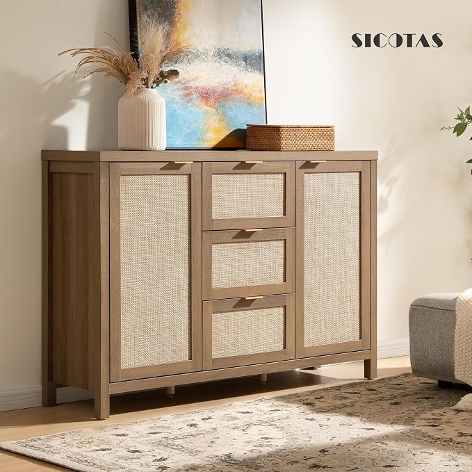 SICOTAS Rattan Sideboard Buffet Cabinet - Image 7