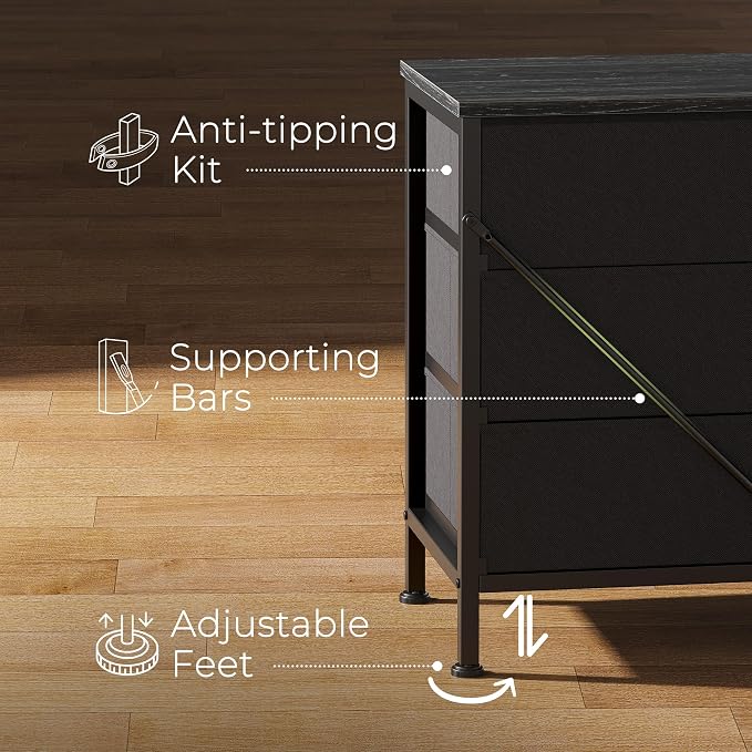 Huuger 70 Inch Dresser for Bedroom, TV Stand for 65, 80 Inch TV, 12 Fabric - Image 8