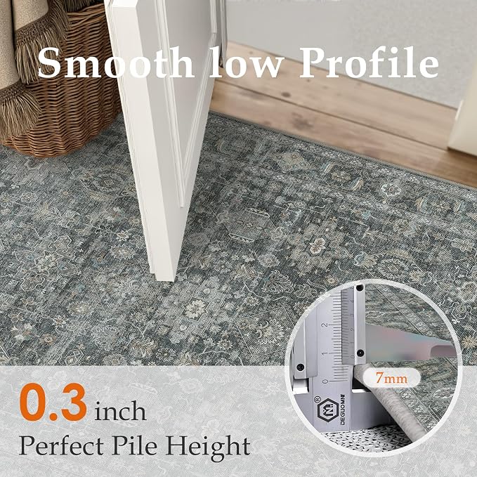 6x9 Washable Area Rug for Living Room Bedroom Vintage Black Grey Carpet Soft - Image 5