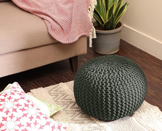 REDEARTH Round Hand Knitted Pouf - Image 8