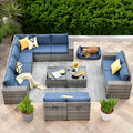 ovios 12 Pieces Patio Furniture Set, Outdoor Wicker Sectional Sofa by OVIOS