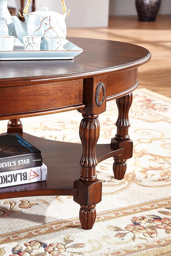 PADMA HOUSE Solid Wood Oval Coffee Table - Image 8