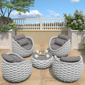 TWT Aluminum Outdoor Patio Furniture Set, 4 Textilene Armchairs Modern Outdoor by TWT
