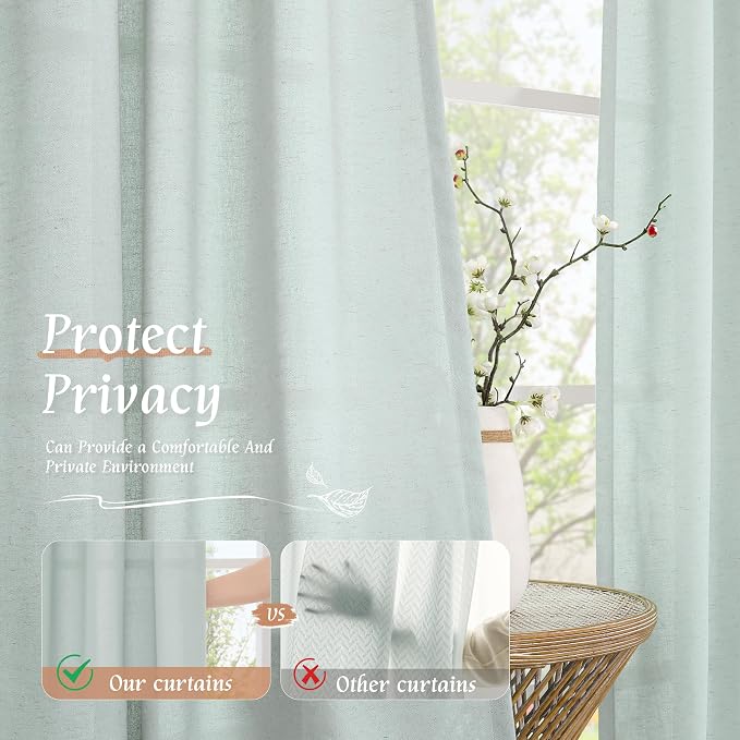 LAMIT 54 Inch Short Window Linen Curtains, Soft Faux Linen Light Filtering - Image 5