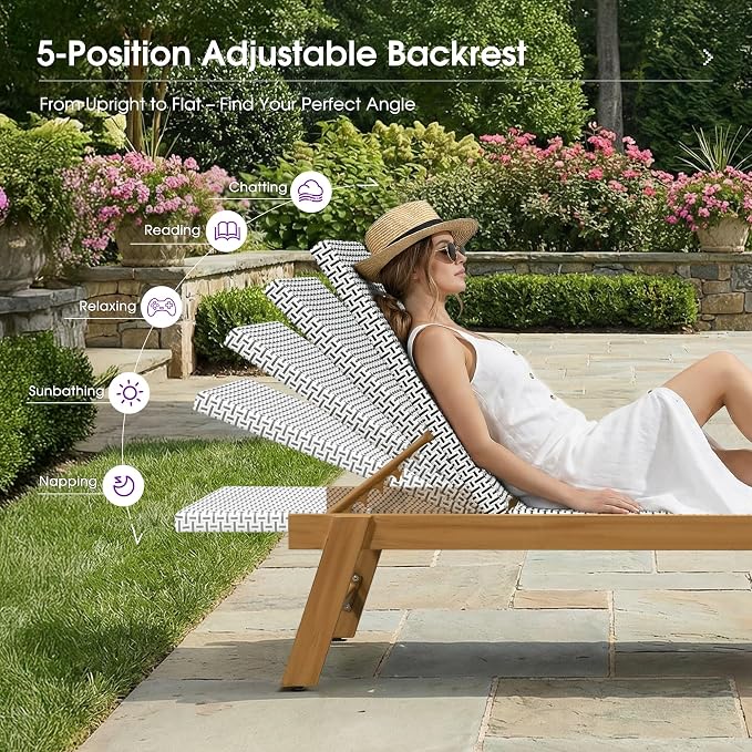 PURPLE LEAF Extra Large Patio Chaise Lounge 2 Pieces French Outdoor Wicker - Image 8