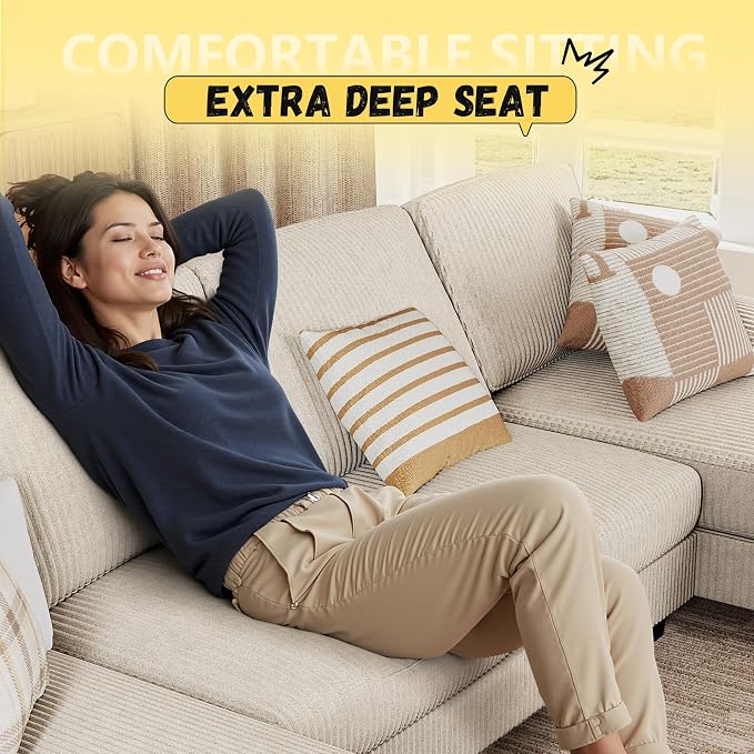 JUMMICO Sectional Couches for Living Room, U Shaped Couch - Image 4