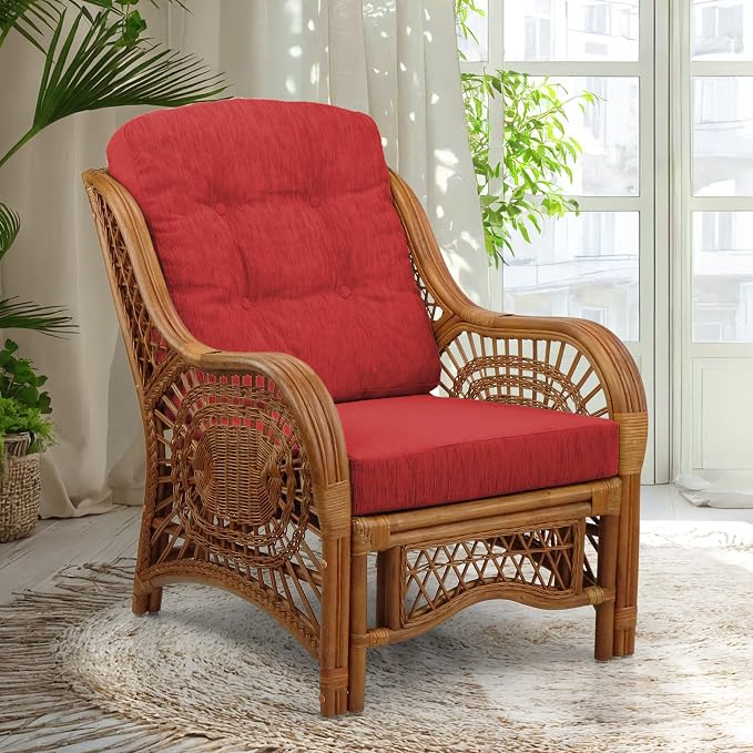Malibu Lounge Living Accent Armchair Natural Rattan Wicker Handmade Design by Wickerix