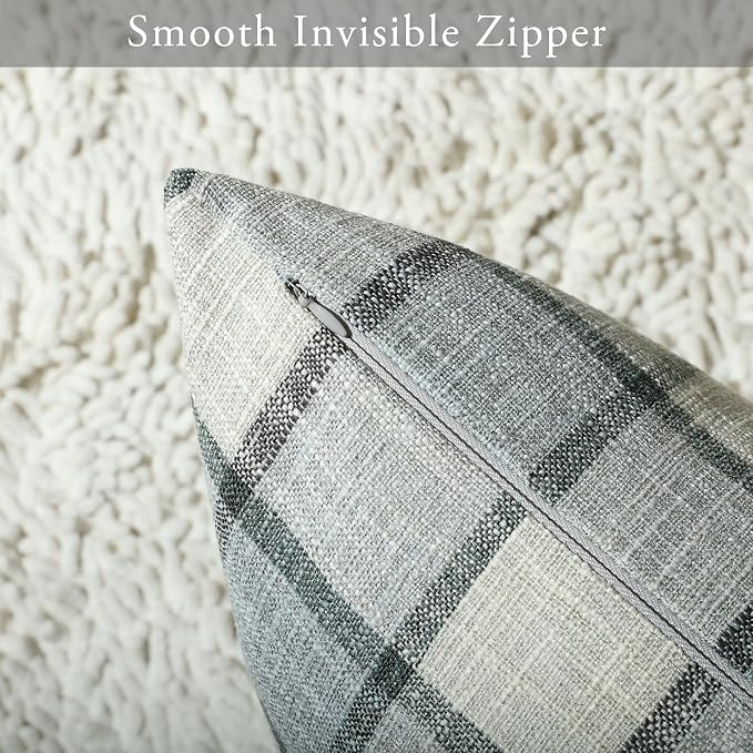 Stellhome Pack of 2 Linen Buffalo Check Throw Pillow Covers Farmhouse Plaid - Image 3