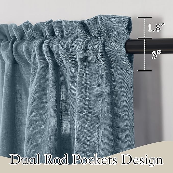 RYB HOME Swag Valances for Living Room, Linen Blend Curtains Semi Sheer Window - Image 2