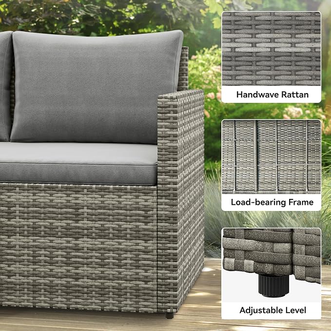 YITAHOME 9 Piece Patio Furniture Set, All-Weather Wicker Outdoor Sectional Sofa - Image 7