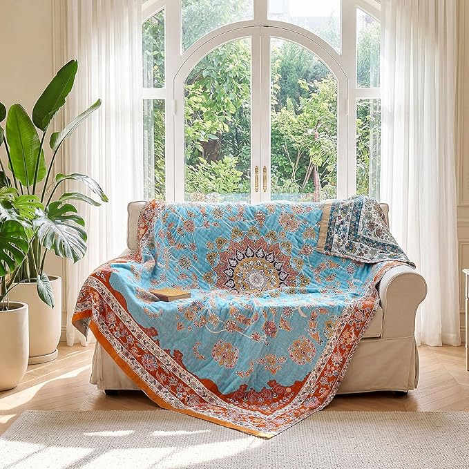 LUTBM Boho Throw Blanket for Bed Cotton Summer Blankets for Bedroom Living Room - Image 7