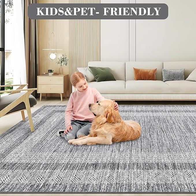 GarveeHome 2x6 Modern Bordered Runner Rug Soft Non Slip Washable Floor Carpet - Image 5