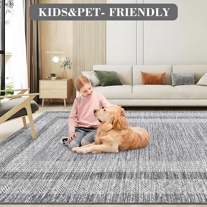 GarveeHome Modern Geometric Area Rug 2x3 Distressed Bordered Washable Non Slip - Image 6