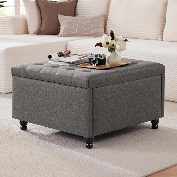 Weture 30 Inch Large Square Storage Ottoman Coffee Table, Oversized Square by Weture