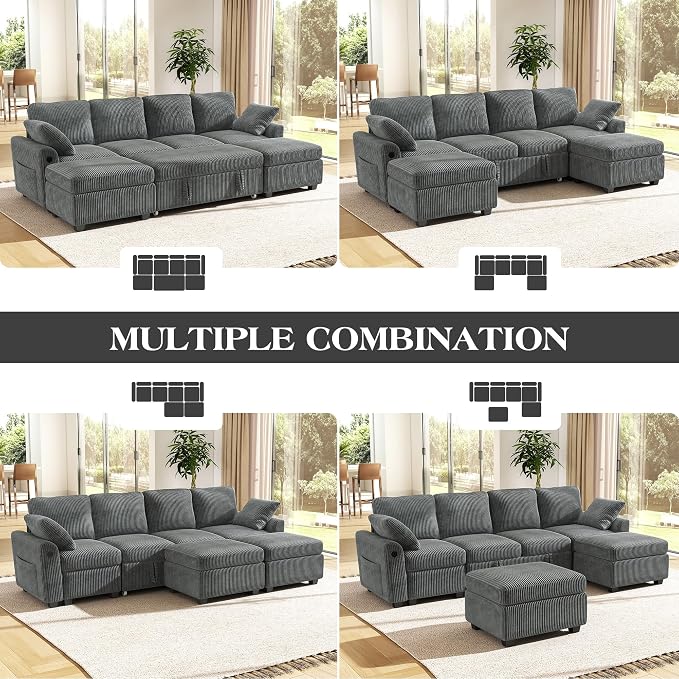 Ihanherry 6-Seater Large Sectional Sofa Bed - Image 8