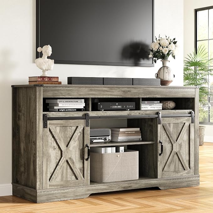 RoyalCraft TV Stand for 65+ Inch TV: Farmhouse Entertainment Center by Bringyoubetterlife