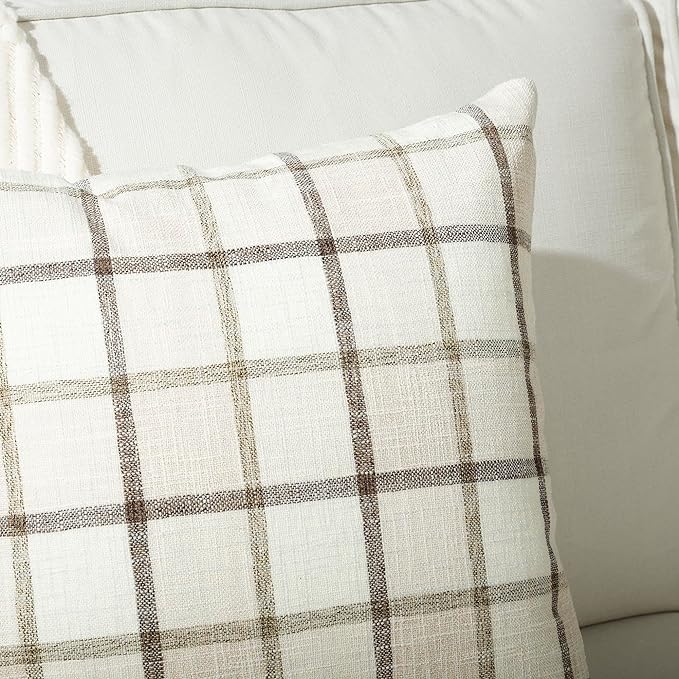Stellhome Pack of 2 Faux Linen Buffalo Check Throw Pillow Covers, Farmhouse - Image 4