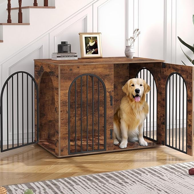 Hzuaneri 44.1" Wooden Dog Crate Furniture, Indoor Dog Kennel Dogs Cage by Hzuaneri