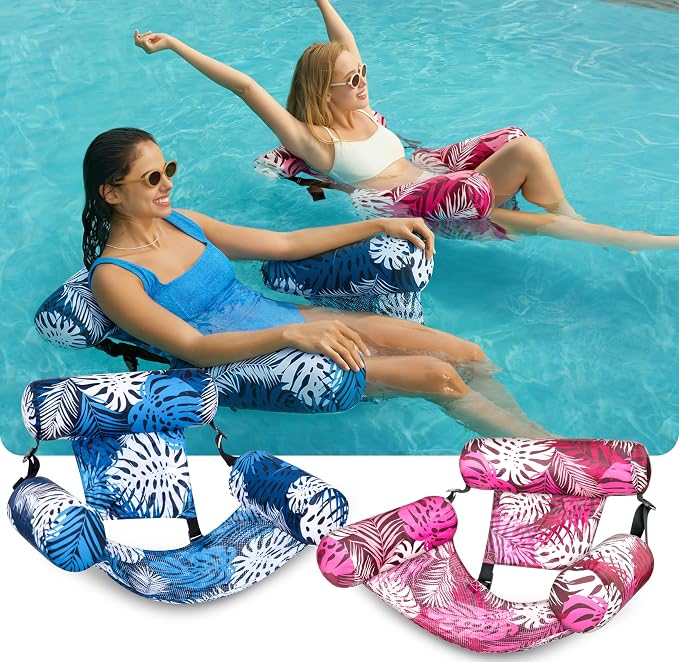 SLOOSH Inflatable Pool Floats Adult, 2 Packs Floating Lounge Chairs, Blow up - Image 2