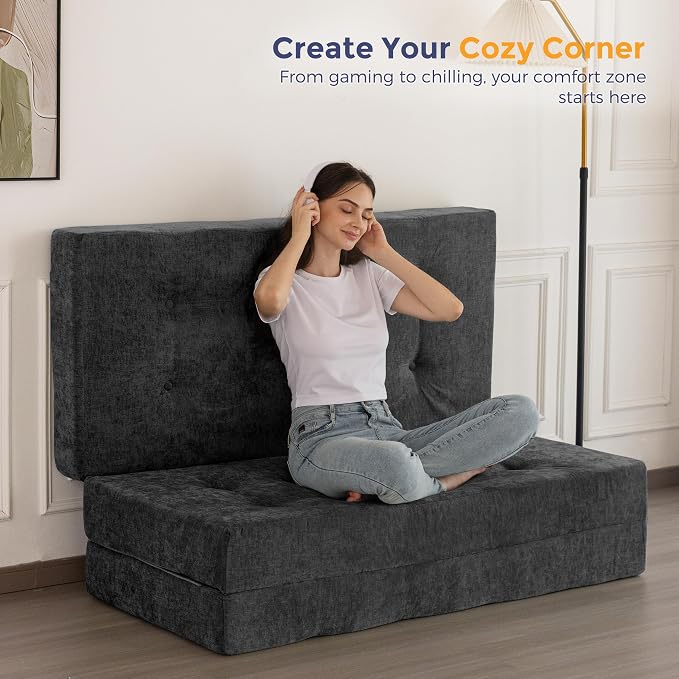 MAXYOYO 6" Folding Sofa Bed for Floor, Tufted Tri-Fold Floor Mattress - Image 6