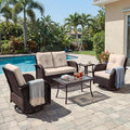 UPHA 5 Pieces Patio Furniture Sets, Wicker Outdoor Loveseat Sofa Set by UPHA