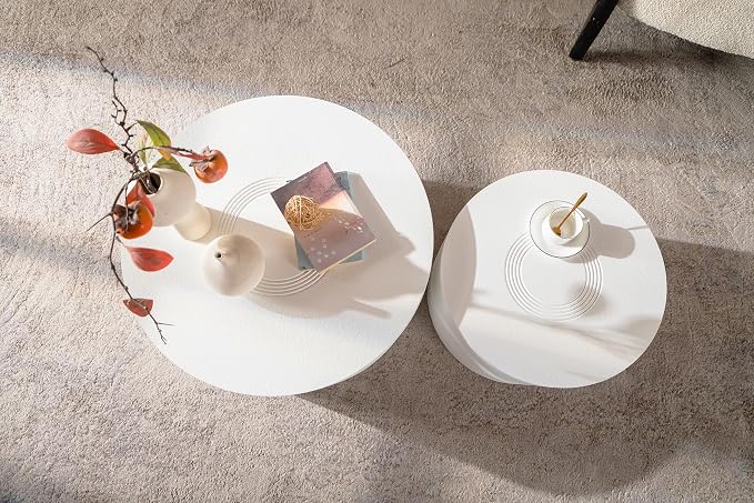 46.46'' White Round Coffee Table Set of 2 - Image 5