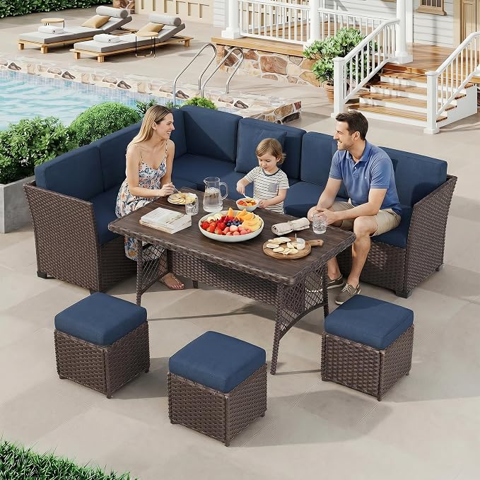 LOUVIXA 7 Pieces Patio Furniture Set, Outdoor Patio Furniture, Wicker - Image 8
