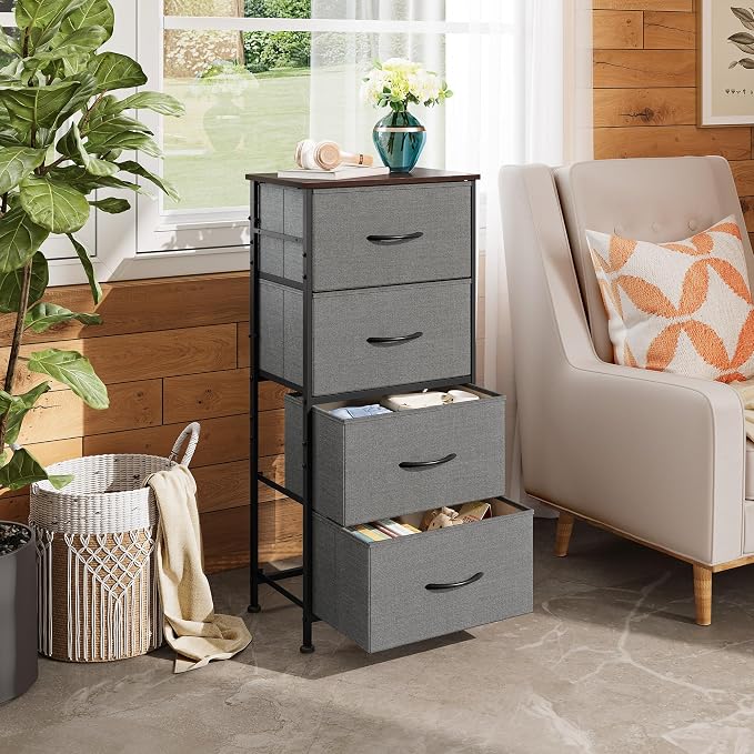 WLIVE Dresser with 4 Drawers, Storage Tower, Organizer Unit, Fabric Dresser - Image 2