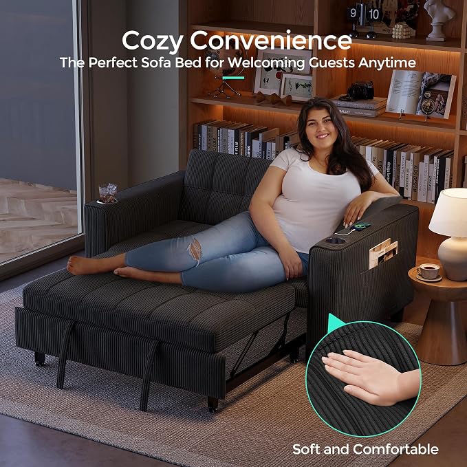 LINSY Sleeper Sofa Bed, Small 3 in 1 Convertible Loveseat Sleeper Couch - Image 7