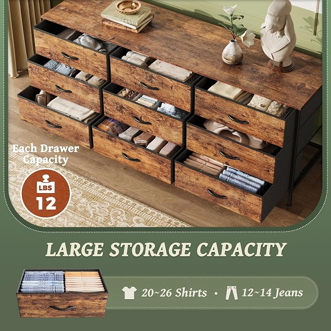 Huuger 9 Drawer Dresser, 55 Inch TV Stand - Image 4