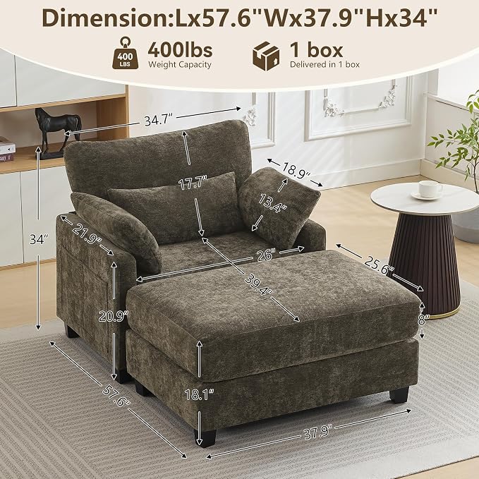 WUTUTUEE 57.5" Oversized Chaise Lounge - Image 2