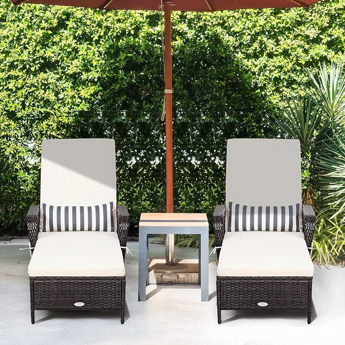 COSTWAY PE Rattan Chaise Lounge Chair, 6 Gear Adjustable Recliner - Image 2
