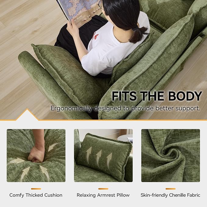 113'' V Shaped Cloud Sectional Sofa, Oversized Deep Seat Couches - Image 4
