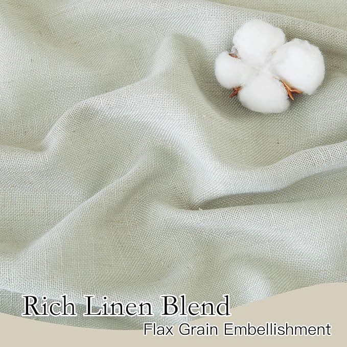 RYB HOME Sage Green Linen Blend Semi Sheer Curtains, 2 Panels Set, Light - Image 3