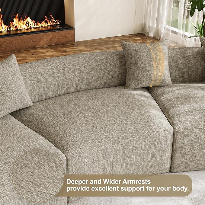 134" Oversized Sectional Sofa for Living Room, Modern Luxury Plush Chenille - Image 7